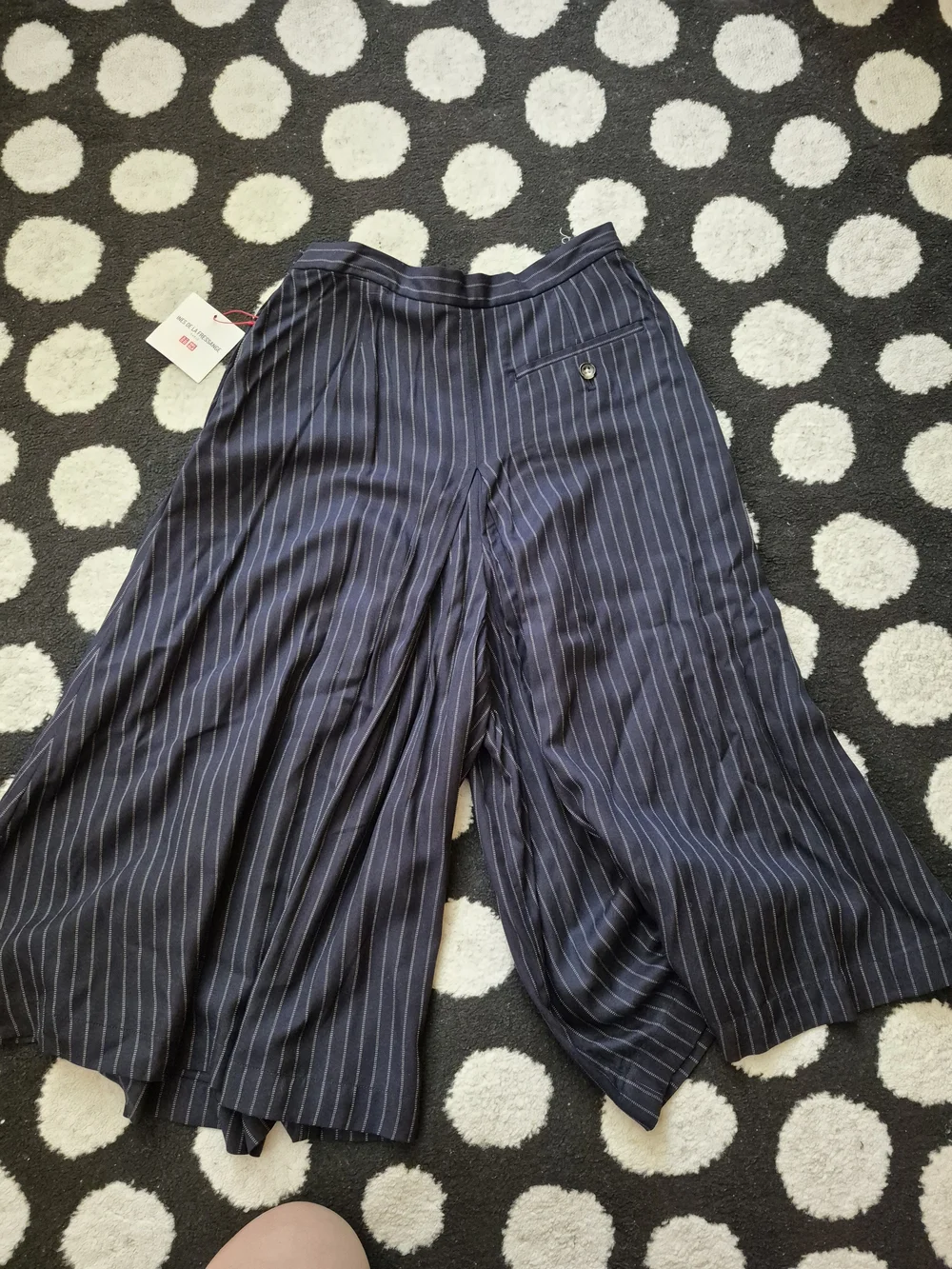 Uniqlo X Idlf Navy Pinstripe Wide-Leg Culottes Rayon Pants NWT 0_3